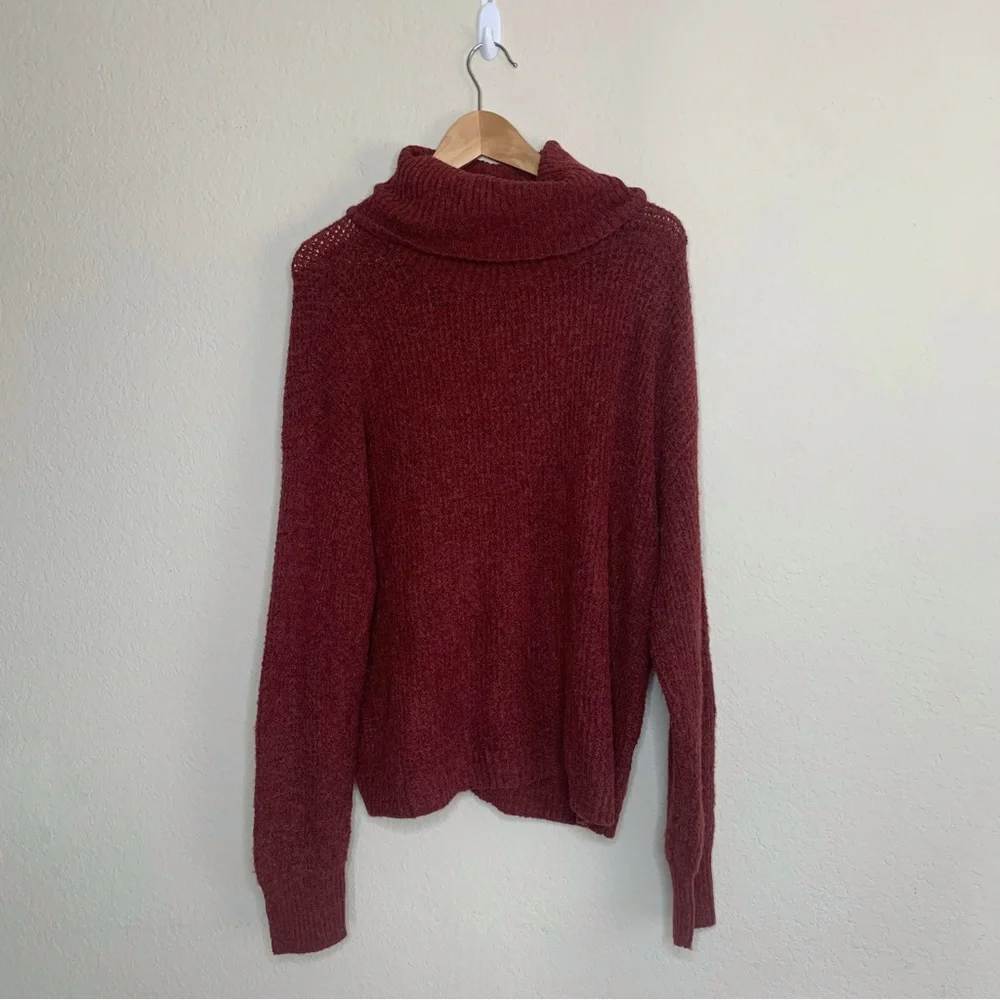 Abound Women's Size XL Thermal Turtleneck Sweater NWT Pullover Burgundy - Flaws